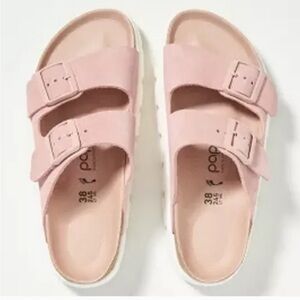 Birkenstock Papillio Pink Suede Arizona Platform Sandals